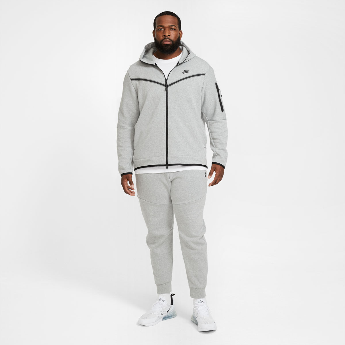 Nike Light Gray and Black Tech Fleece Half Zip Hoodie Jogger Sweat Suit ...