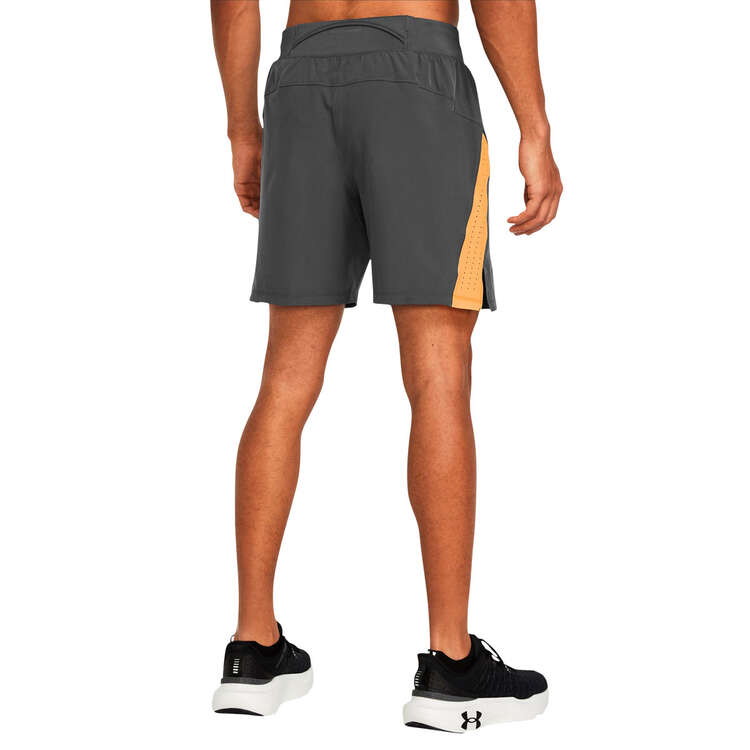Under Armour Mens UA Launch Elite 7inch Shorts Grey/Orange S, Grey/Orange, rebel_hi-res