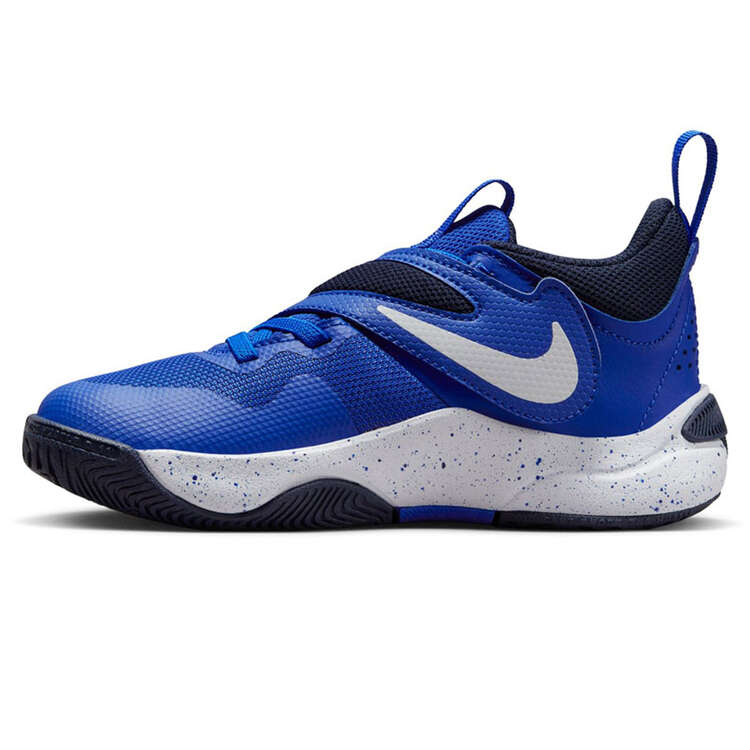 Nike Team Hustle D 11 PS Kids Basketball Shoes, Blue/Black, rebel_hi-res