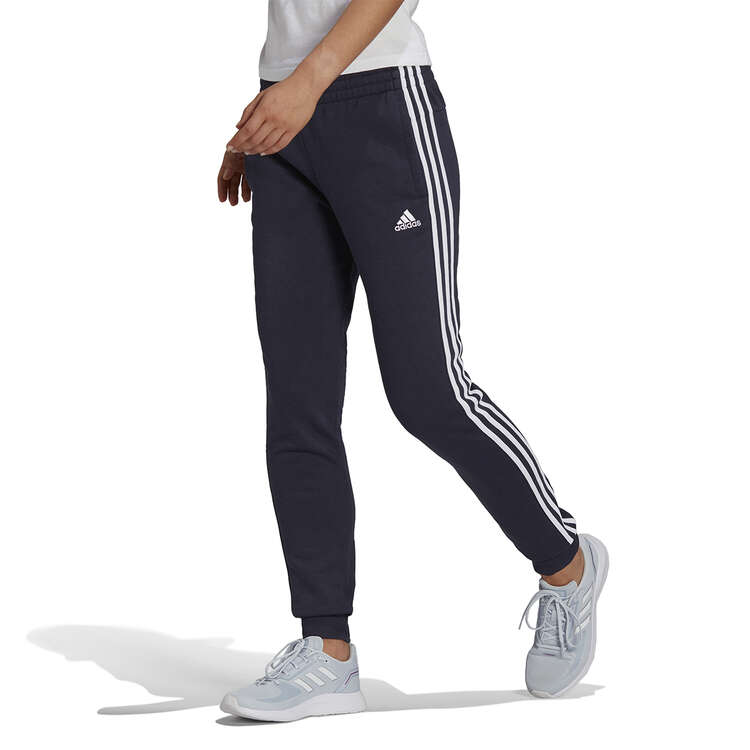 adidas Womens Essentials 3-Stripes Slim Fleece Track Pants, Navy, rebel_hi-res