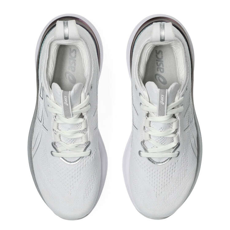 Asics GEL Nimbus 26 Platinum Womens Running Shoes, White/Silver, rebel_hi-res