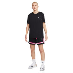 Nike Womens Fly Crossover Basketball Shorts, Black/Pink, rebel_hi-res