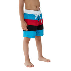 Tahwalhi Boys Stripe Board Shorts Blue/Red 4, Blue/Red, rebel_hi-res