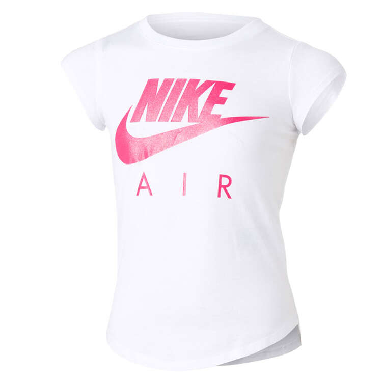Nike Junior Kids Futura Air Tee, White/Pink, rebel_hi-res