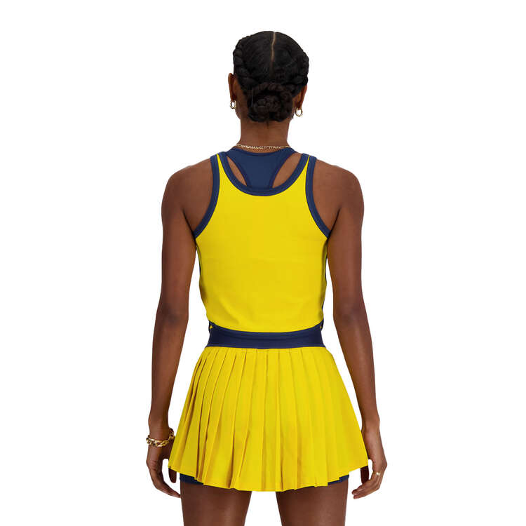 New Balance Womens AO Cropped Tournament Tennis Tank, Lemon, rebel_hi-res