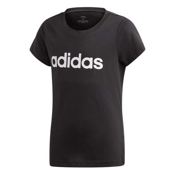 adidas Girls Essentials Linear Tee Black / White 6, Black / White, rebel_hi-res