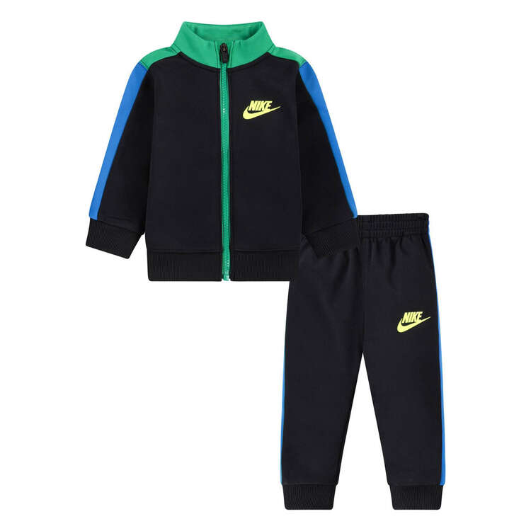 Nike Infant Kids Sportswear Dri-FIT Tricot Tracksuit Set Black/Green 12 Months, Black/Green, rebel_hi-res