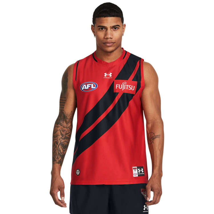 Essendon Bombers 2024 Mens Away Guernsey Red XS, Red, rebel_hi-res