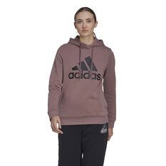 adidas Womens Big Logo Fleece Hoodie, Brown, rebel_hi-res