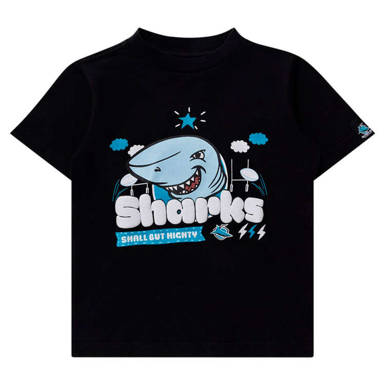 Cronulla-Sutherland Sharks Little Kids 2024 Supporter Tee Black 2, , rebel_hi-res