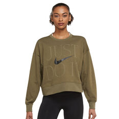 Nike Womens Dri-FIT Get Fit Training Sweatshirt, Khaki, rebel_hi-res
