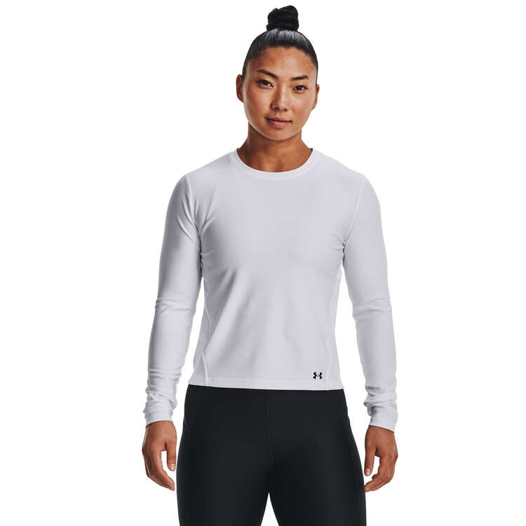 Under Armour Womens Performance Long Sleeve Top White XL, White, rebel_hi-res