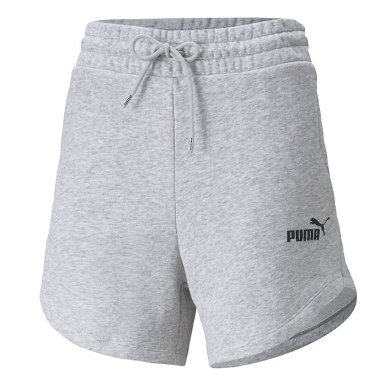Puma Womens Essentials High Waist Shorts, Grey, rebel_hi-res