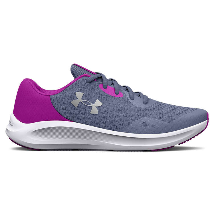 Under Armour Charged Pursuit 3 GS Kids Running Shoes, Purple/Silver, rebel_hi-res