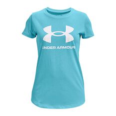 Under Armour Girls Live Sportstyle Graphic Tee Blue/White XS XS, Blue/White, rebel_hi-res