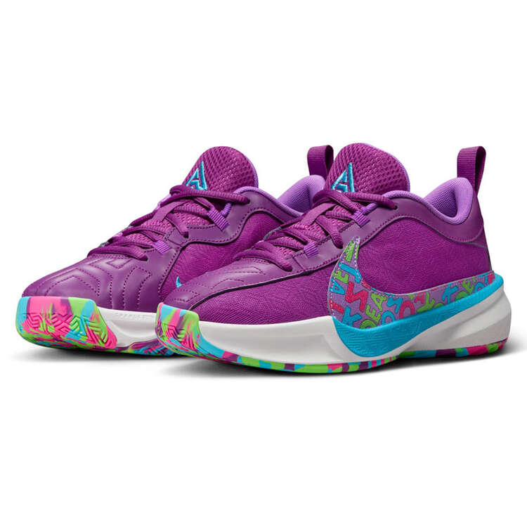 Nike Freak 5 GS Kids Basketball Shoes, Purple/Blue, rebel_hi-res