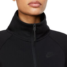 Nike Womens Sportswear Tech Fleece 1/4 Zip Hoodie Black L, Black, rebel_hi-res
