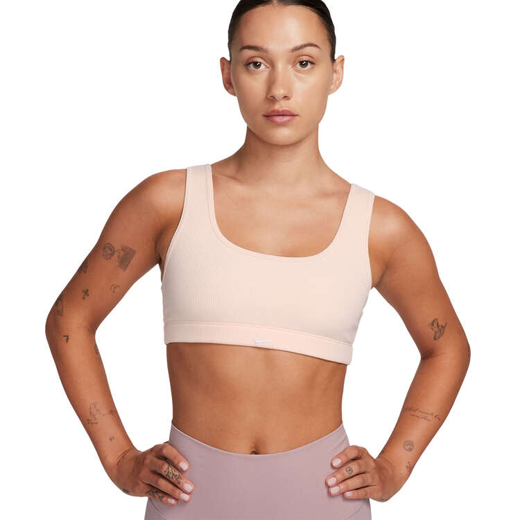 Nike Womens Dri-FIT Alate All U Ribbed Sports Bra Pink XS, Pink, rebel_hi-res