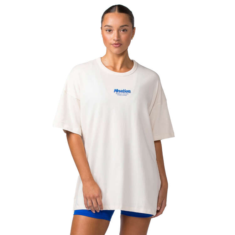 Muscle Nation Womens Bubble Warp Oversized Heavy Tee White XS, White, rebel_hi-res