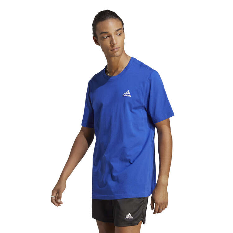 adidas Mens Essentials Single Jersey Embroidered Small Logo Tee, Blue, rebel_hi-res