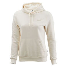 Puma Womens Essentials Embroidered Cropped Hoodie, White, rebel_hi-res