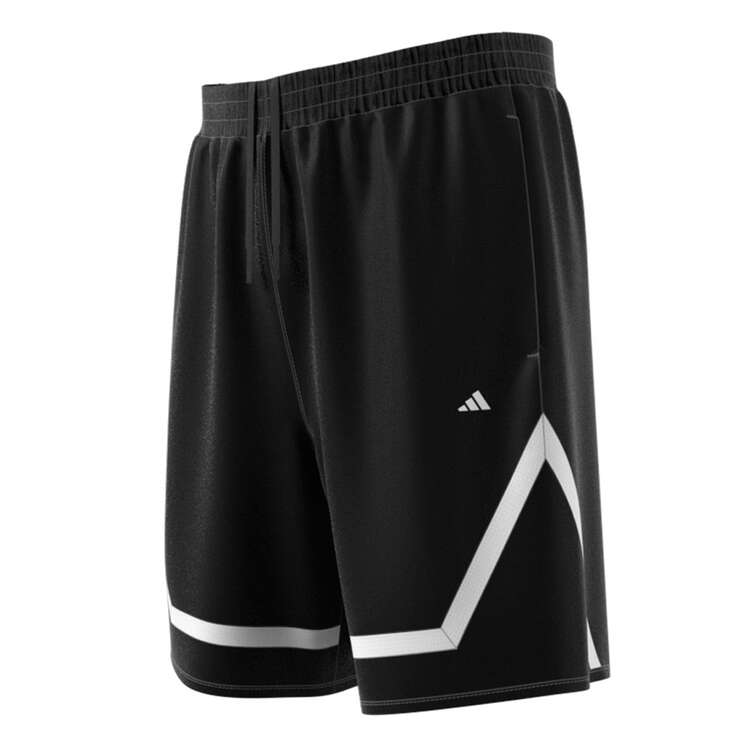 adidas Mens Pro Block 7-Inch Basketball Shorts, Black/White, rebel_hi-res