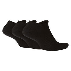Nike Unisex Cushioned No Show 3 Pack Socks Black L, Black, rebel_hi-res