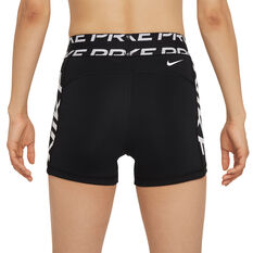 Nike Womens Dri-FIT Graphic 3 Inch Shorts Black XS, Black, rebel_hi-res