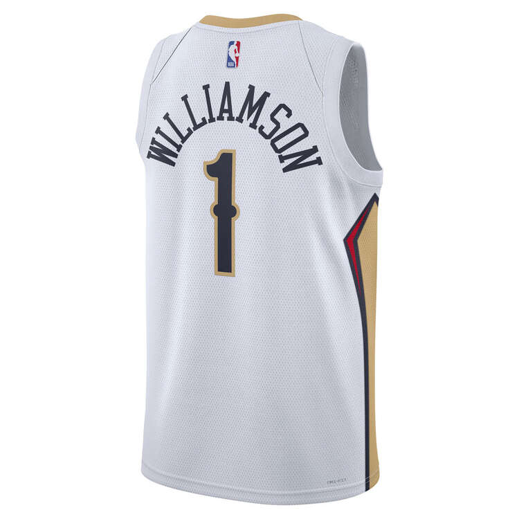 New Orleans Pelicans Zion Williamson Mens Association Edition 2023/24 Basketball Jersey White S, White, rebel_hi-res