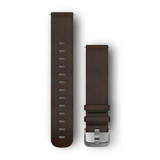 Garmin Quick Release 20mm Dark Brown Leather / Silver Watch Band, , rebel_hi-res