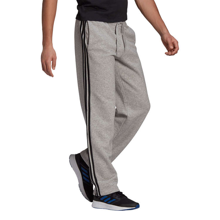 adidas Mens Essentials Fleece Open Hem 3-Stripes Pants Grey XS, Grey, rebel_hi-res