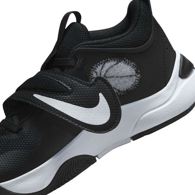Nike Team Hustle D 11 PS Kids Basketball Shoes, Black/White, rebel_hi-res