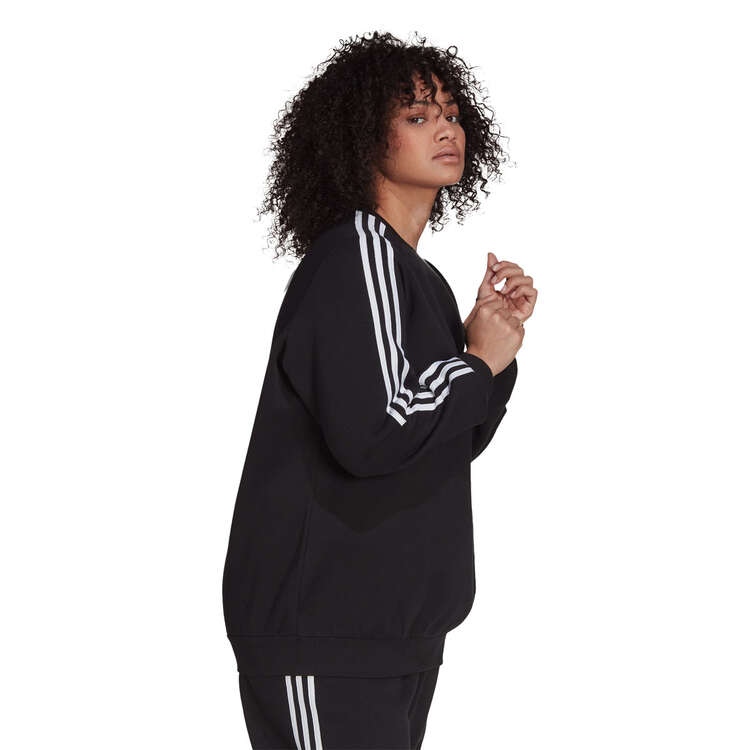 adidas Womens Essentials Fleece 3-Stripes Sweatshirt Plus, Black, rebel_hi-res