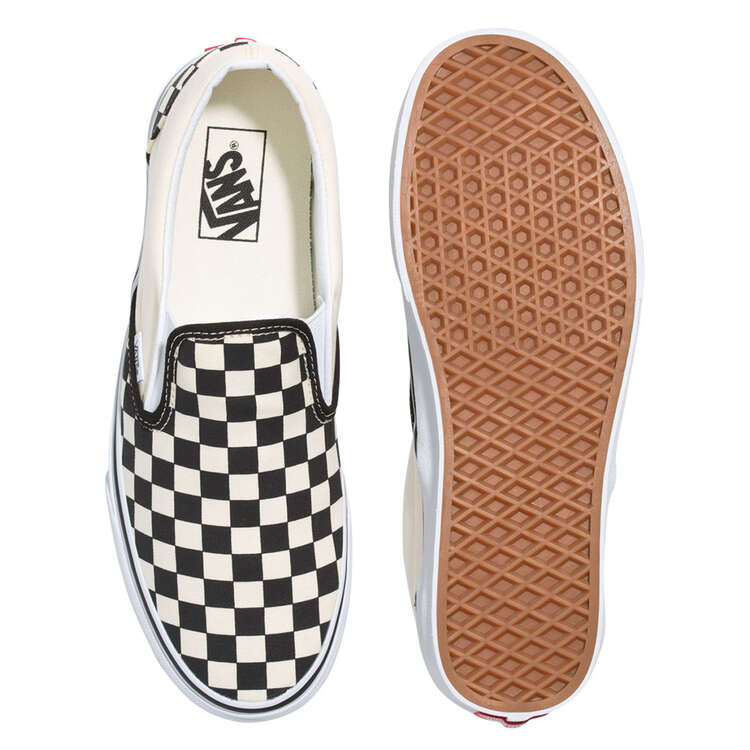 Vans Classic Slip On Casual Shoes, White/Black, rebel_hi-res