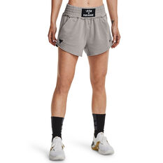 Under Armour Womens Project Rock Terry Shorts Grey XS, Grey, rebel_hi-res