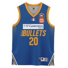 Brisbane Bullets Nathan Sobey 2021/22 Kids Authentic Home Jersey Blue 4, Blue, rebel_hi-res