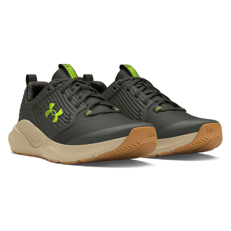 Under Armour Charged Commit 4 Camo Mens Training Shoes, Green/Cream, rebel_hi-res
