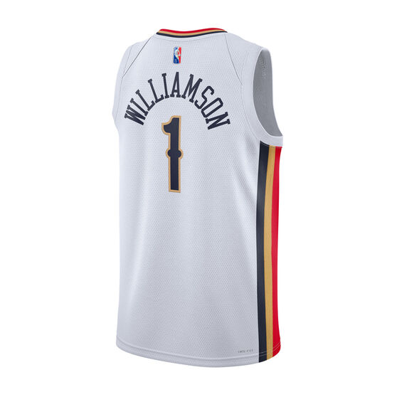 Nike New Orleans Pelicans Zion Williamson Mens Mixtape City Edition Swingman Jersey, White, rebel_hi-res