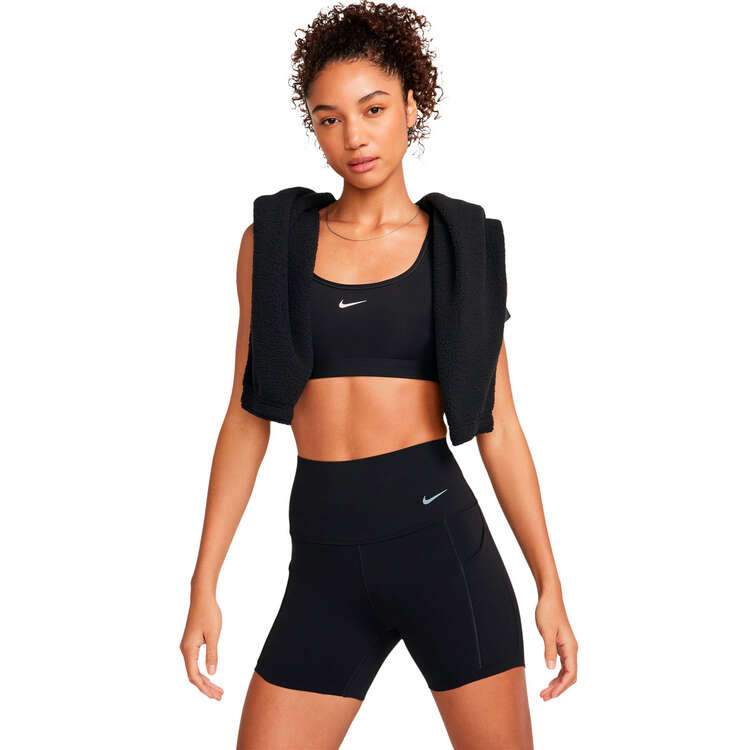 Nike Womens Dri-FIT Universa Medium Support High Waisted Biker Shorts, Black, rebel_hi-res