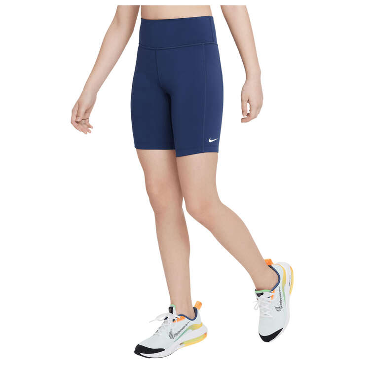 Nike Girls Dri FIT One Hr 7 Inch Lpp Shorts, Navy, rebel_hi-res