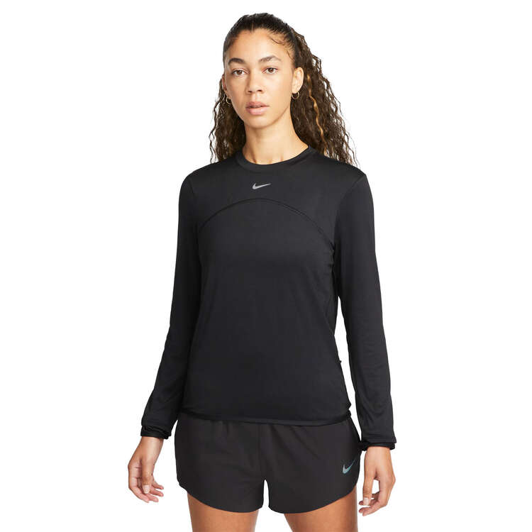 Nike Womens Dri-FIT Swift Element UV Crew Neck Running Top Black XS, Black, rebel_hi-res
