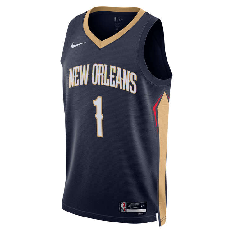 Nike New Orleans Pelicans Zion Williamson Icon 2023/24 Basketball Jersey Navy S, Navy, rebel_hi-res