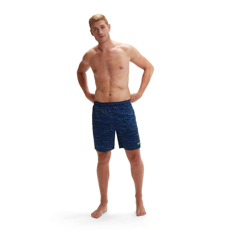 Speedo Mens Eco Xpress Lite 18 Inch Water Shorts, Navy/Blue/Green, rebel_hi-res