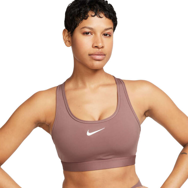 Nike Womens Dri-FIT Swoosh Medium Support Padded Sports Bra, Mauve, rebel_hi-res