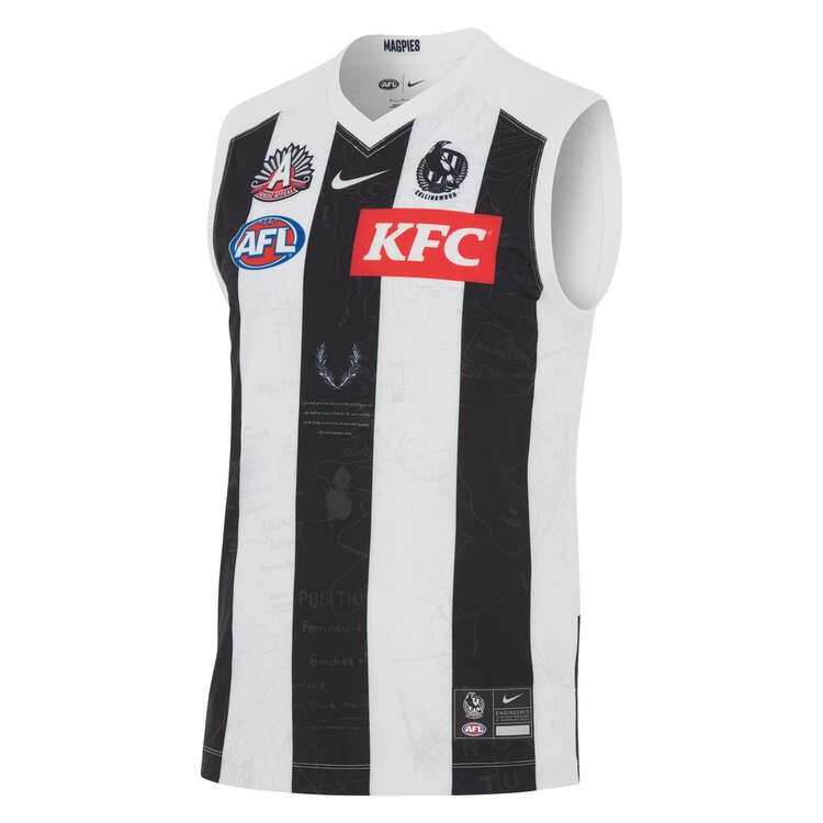 Collingwood Magpies 2024 Mens ANZAC Guernsey Black/White S, Black/White, rebel_hi-res