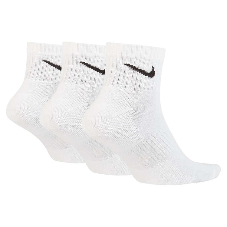 Nike Cushion Quarter Running 3 Pack Socks, White, rebel_hi-res
