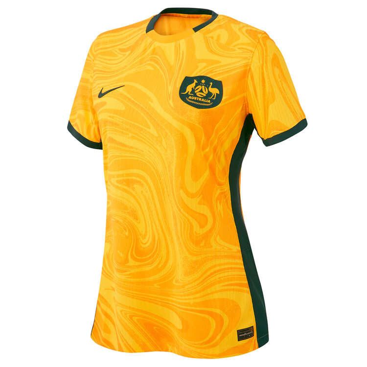 Nike Australia 2023 Womens Match Home Dri-FIT ADV Football Jersey Gold XS, Gold, rebel_hi-res