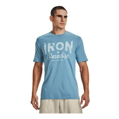 Under Armour Project Rock Mens Iron Paradise Tee Blue XS, Blue, rebel_hi-res