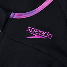 Speedo Womens Cap Sleeve Rash Vest Black/Pink XS, Black/Pink, rebel_hi-res