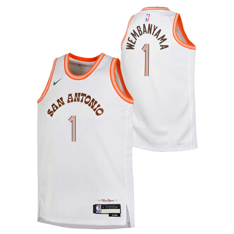 Nike Kids San Antonio Spurs Victor Wembanyama CE Basketball Jersey, White, rebel_hi-res